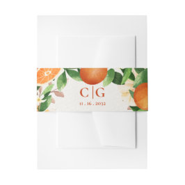 Monogram Orange Florals Citrus Wedding Einladungsbanderole