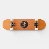 Monogram Orange Funky Sun Rays Muster Skateboard (Horizontal)