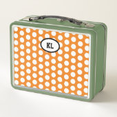 Monogram Orange Green Great Day Polka Dots Metall Brotdose (Rückseite)