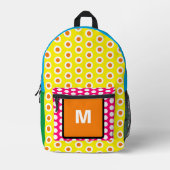 Monogram Orange Green Pink Blue Polka Dots Bedruckter Rucksack (Vorderseite)