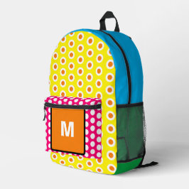 Monogram Orange Green Pink Blue Polka Dots Bedruckter Rucksack