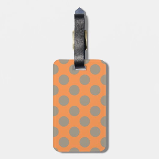 Monogram Orange Grey Chic Niedlich Polka Dot Muste Gepäckanhänger (Rückseite vertikal)