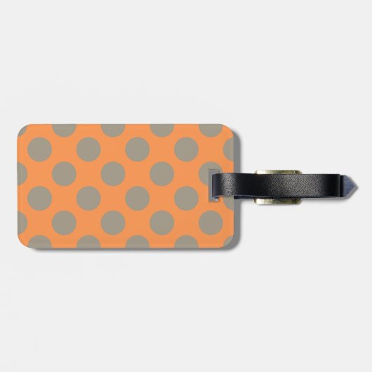 Monogram Orange Grey Chic Niedlich Polka Dot Muste Gepäckanhänger (Rückseite horizontal)