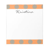 Monogram Orange Grey Chic Niedlich Polka Dot Muste Notizblock (Vorderseite)