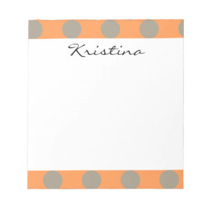 Monogram Orange Grey Chic Niedlich Polka Dot Muste Notizblock