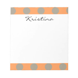 Monogram Orange Grey Chic Niedlich Polka Dot Muste Notizblock