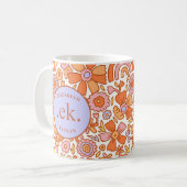 Monogram Orange Groovy Retro Kaffeetasse (Vorderseite Links)