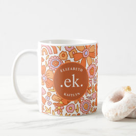 Monogram Orange Groovy Retro Kaffeetasse