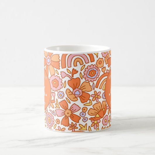Monogram Orange Groovy Retro Kaffeetasse (Mittel)