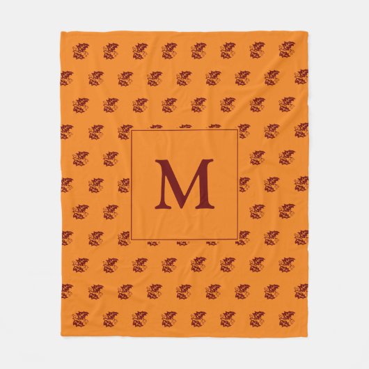 MONOGRAM Orange Herbstlaub Rustikaler Herbst Fleecedecke (Vorderseite)