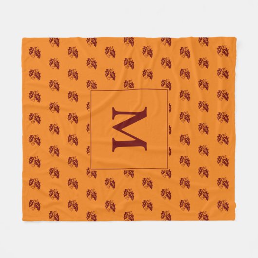 MONOGRAM Orange Herbstlaub Rustikaler Herbst Fleecedecke (Vorderseite (Horizontal))