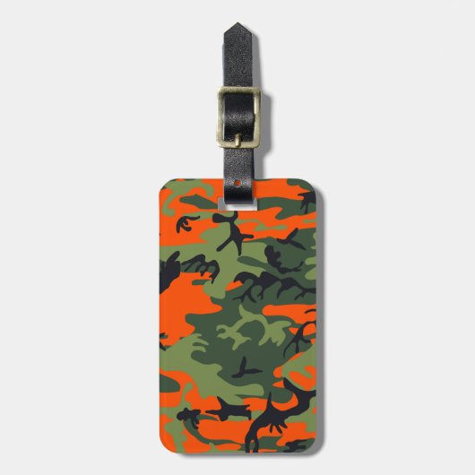 Monogram Orange Junting Camouflage Camouflage Gepäckanhänger (Vorderseite vertikal)