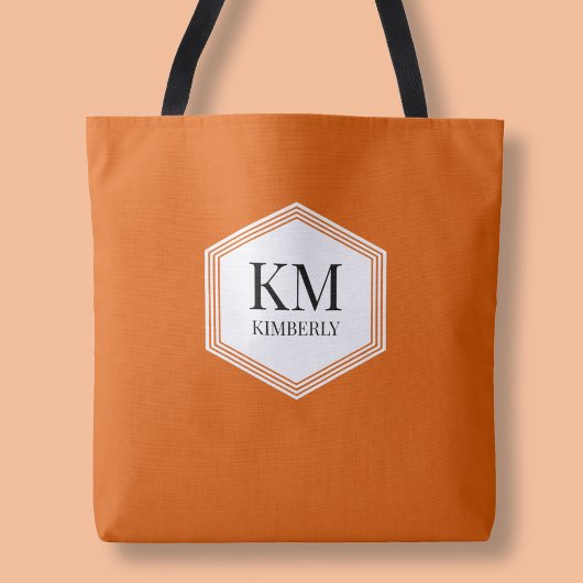 Monogram Orange Modern Eleganter Einfaches Individ Tasche