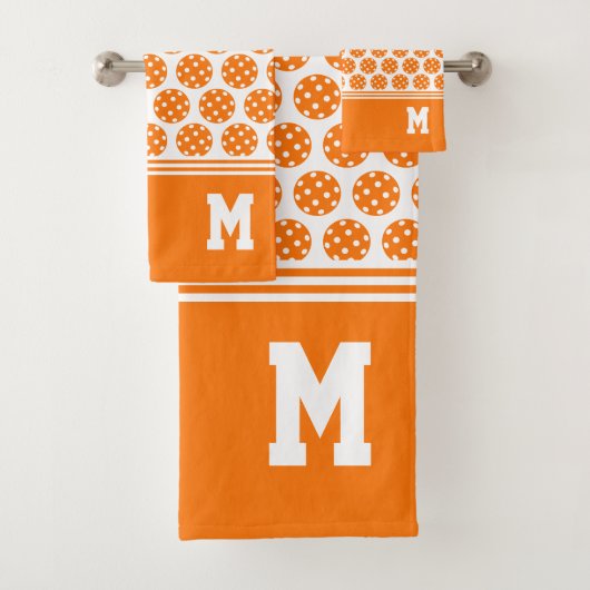 Monogram Orange Pickleball Muster Badhandtuch Set (Insitu)