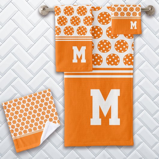 Monogram Orange Pickleball Muster Badhandtuch Set