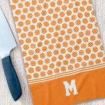 Monogram Orange Pickleball Muster Geschirrtuch<br><div class="desc">Das perfekte Geschenk für Ihren Pickleball-Spieler!</div>