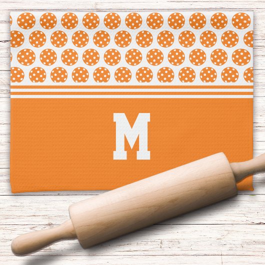 Monogram Orange Pickleball Muster Geschirrtuch