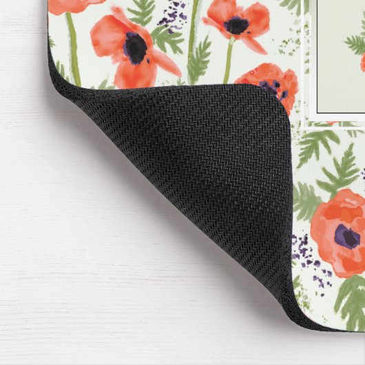 Monogram Orange Poppies Blumenmuster Mousepad (Ecke)
