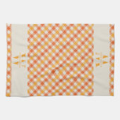 Monogram Orange Red Gingham Kariert Farm Geschirrtuch (Horizontal)