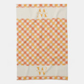 Monogram Orange Red Gingham Kariert Farm Geschirrtuch (Vertikal)