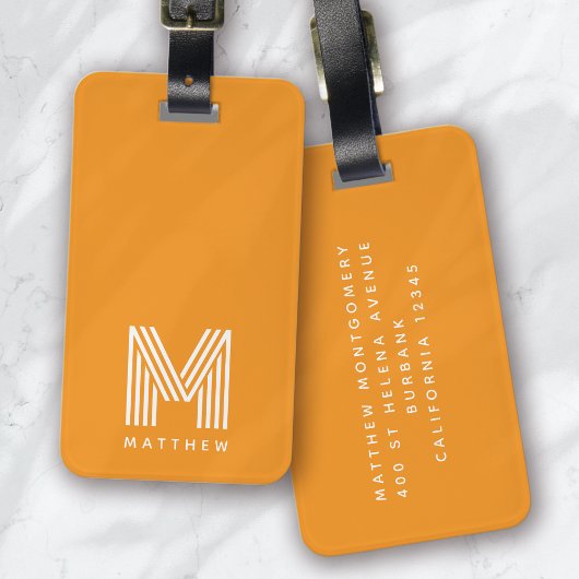 Monogram Orange Stilvoll Modern Minimalistisch Gepäckanhänger