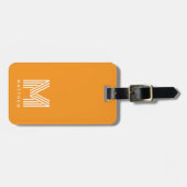 Monogram Orange Stilvoll Modern Minimalistisch Gepäckanhänger (Vorderseite horizontal)