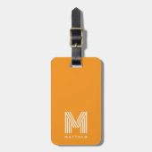 Monogram Orange Stilvoll Modern Minimalistisch Gepäckanhänger (Vorderseite vertikal)