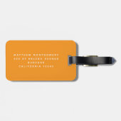 Monogram Orange Stilvoll Modern Minimalistisch Gepäckanhänger (Rückseite horizontal)