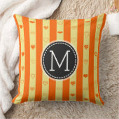 Monogram Orange Stripes Modernes Herzmuster Kissen (Decke)