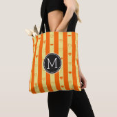 Monogram Orange Stripes Modernes Herzmuster Tasche (Von Nahem)