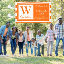 Monogram Orange Stripes Summer Family Wiedersehen