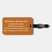 Monogram Orange Tritone Streifen Gepäckanhänger (Rückseite horizontal)