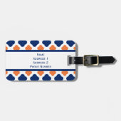 Monogram Orange und Royal Blue Quatrefoil Gepäckanhänger (Vorderseite horizontal)