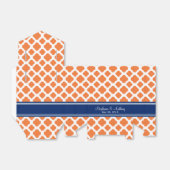 Monogram Orange und Royal Blue Quatrefoil Wedding Geschenkschachtel (Ungefaltet)