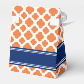 Monogram Orange und Royal Blue Quatrefoil Wedding Geschenkschachtel (Rückseite)