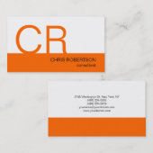 Monogram Orange White Consultant Business Card Visitenkarte (Vorne/Hinten)