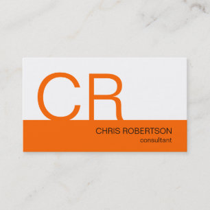 Monogram Orange White Consultant Business Card Visitenkarte