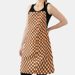 Monogram Orange White Kariert Gingham Schürze