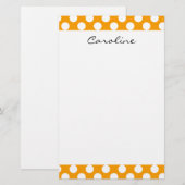 Monogram Orange White Trendy Fun Polka Dot Muster Briefpapier (Vorne/Hinten)