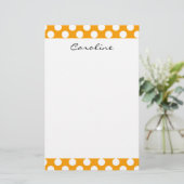 Monogram Orange White Trendy Fun Polka Dot Muster Briefpapier (Stehend Vorderseite)