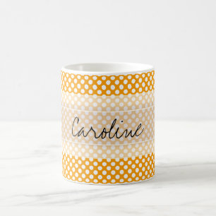 Monogram Orange White Trendy Fun Polka Dot Muster Kaffeetasse