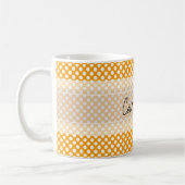 Monogram Orange White Trendy Fun Polka Dot Muster Kaffeetasse (Links)