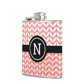 Monogram Orange White Zickzack Pattern Fett Modern Flachmann (Links)