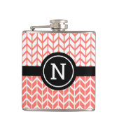 Monogram Orange White Zickzack Pattern Fett Modern Flachmann (Vorderseite)