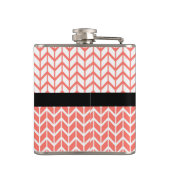 Monogram Orange White Zickzack Pattern Fett Modern Flachmann (Rückseite)