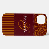 Monogram Orange, Wine Damask Stripe iPad Air Hülle (Rückseite (Horizontal))
