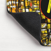 Monogram Orange Yellow Black Abstrakte Art Mousepad (Ecke)