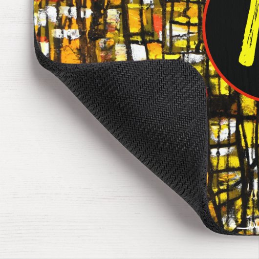 Monogram Orange Yellow Black Abstrakte Art Mousepad (Ecke)