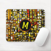 Monogram Orange Yellow Black Abstrakte Art Mousepad (Mit Mouse)