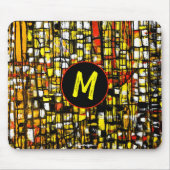 Monogram Orange Yellow Black Abstrakte Art Mousepad (Vorne)